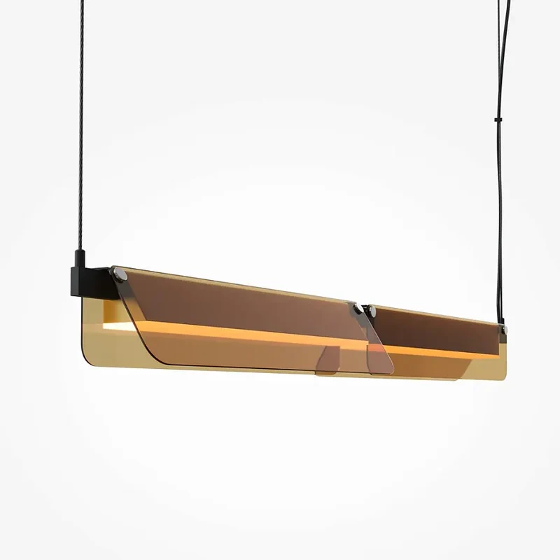 Pendelleuchte – Schwarzes Aluminium, Bernsteinglas, 20 W LED, Länge 93 cm - Flat | Maytoni