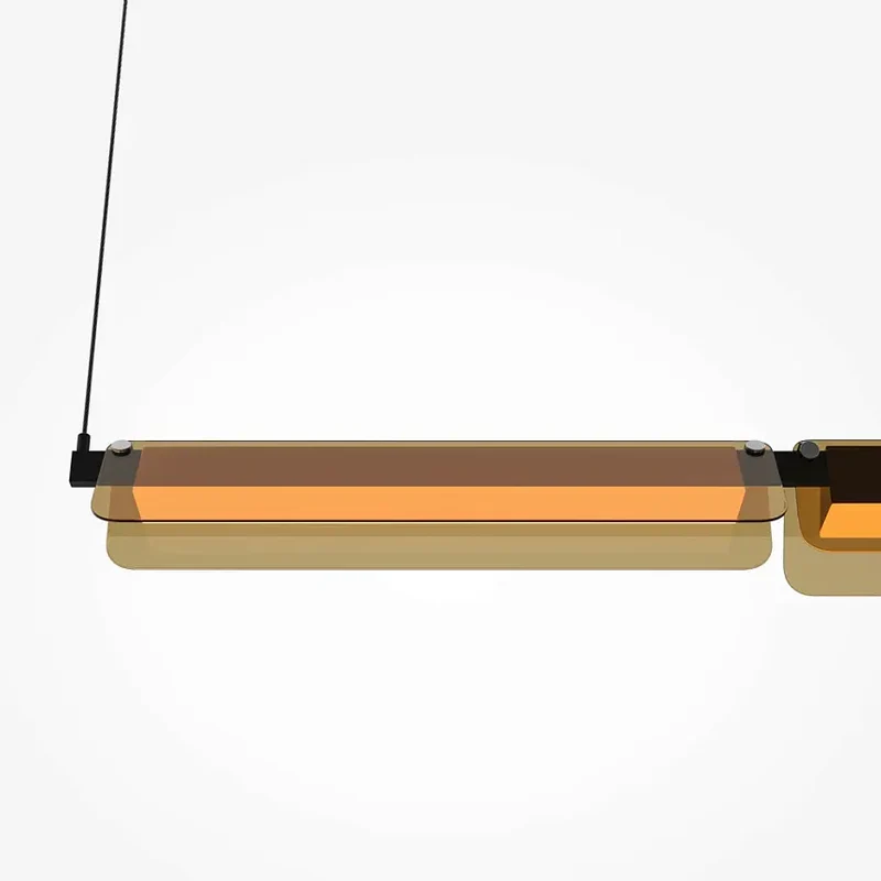 Pendelleuchte – Schwarzes Aluminium, Bernsteinglas, 20 W LED, Länge 93 cm - Flat | Maytoni