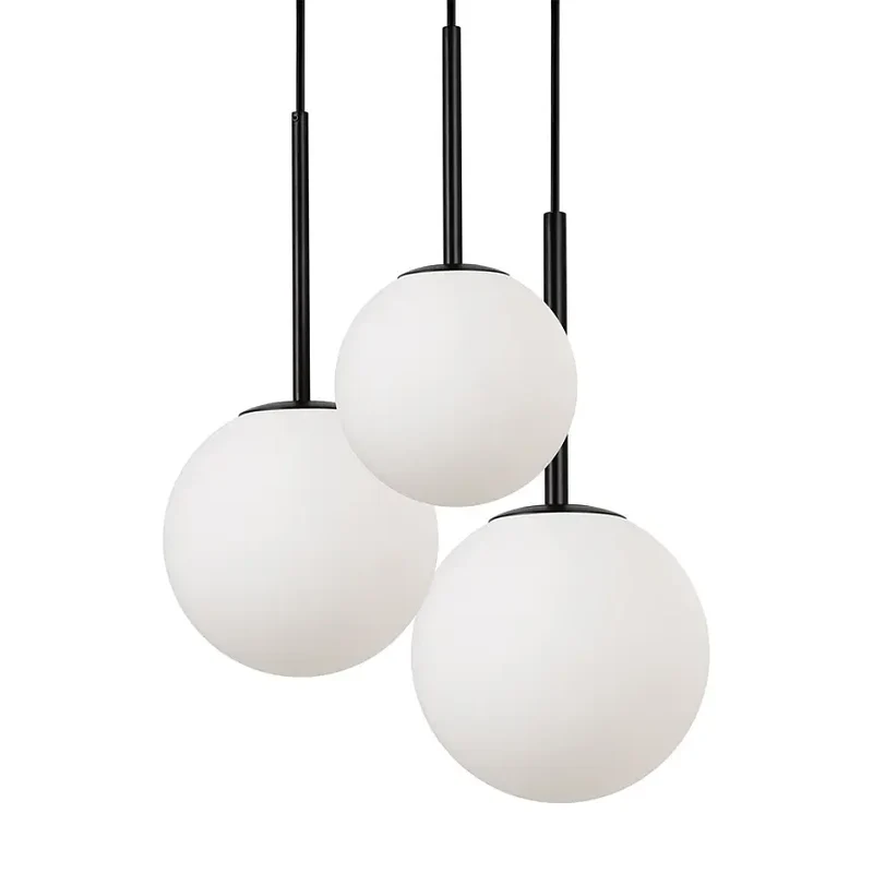 Pendelleuchte – Schwarzes Metall, Matte Glaskugeln, 223 cm Höhe - Basic Form | Maytoni