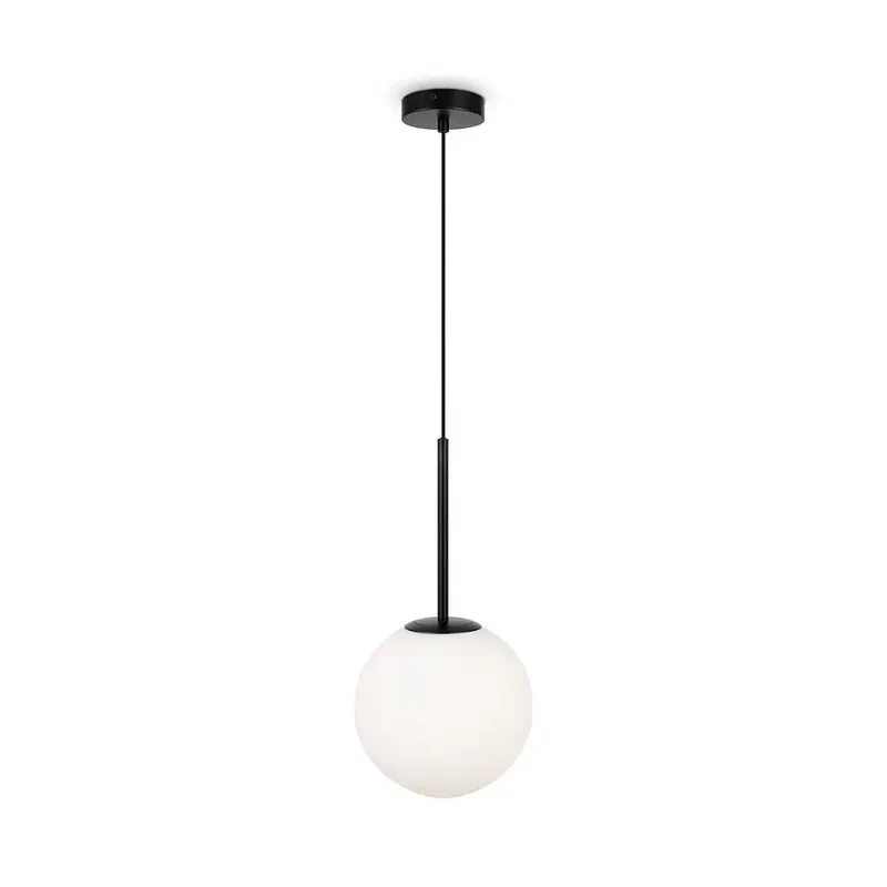 Pendelleuchte – Schwarzes Metall, Runde Glaskugel, 20 cm - Basic Form | Maytoni