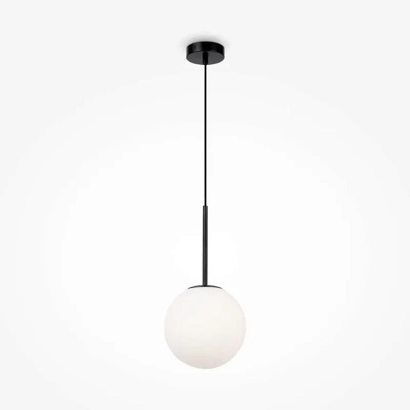 Pendelleuchte – Schwarzes Metall, Runde Glaskugel, 20 cm - Basic Form | Maytoni