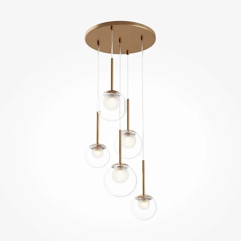 Pendelleuchte – Goldene Farbe, Gläserner Schirm, Runde Form - Basic form | Maytoni