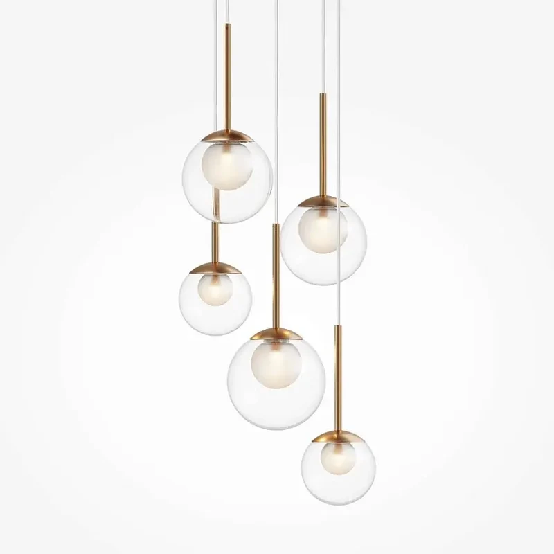 Pendelleuchte – Goldene Farbe, Gläserner Schirm, Runde Form - Basic form | Maytoni