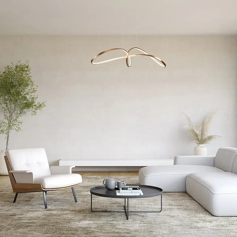 Pendelleuchte – Gold Alu, neutrales Licht, 175 cm hoch - Curve | Maytoni