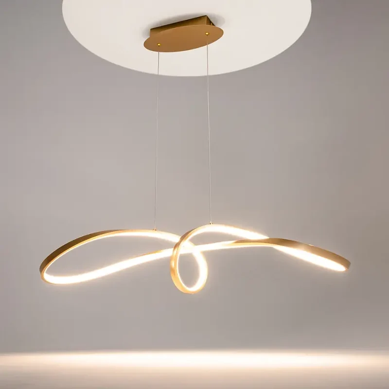 Pendelleuchte – Gold Alu, neutrales Licht, 175 cm hoch - Curve | Maytoni