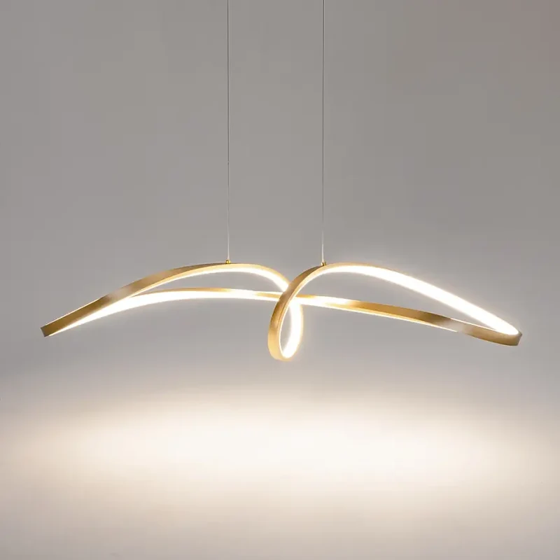 Pendelleuchte – Gold Alu, neutrales Licht, 175 cm hoch - Curve | Maytoni