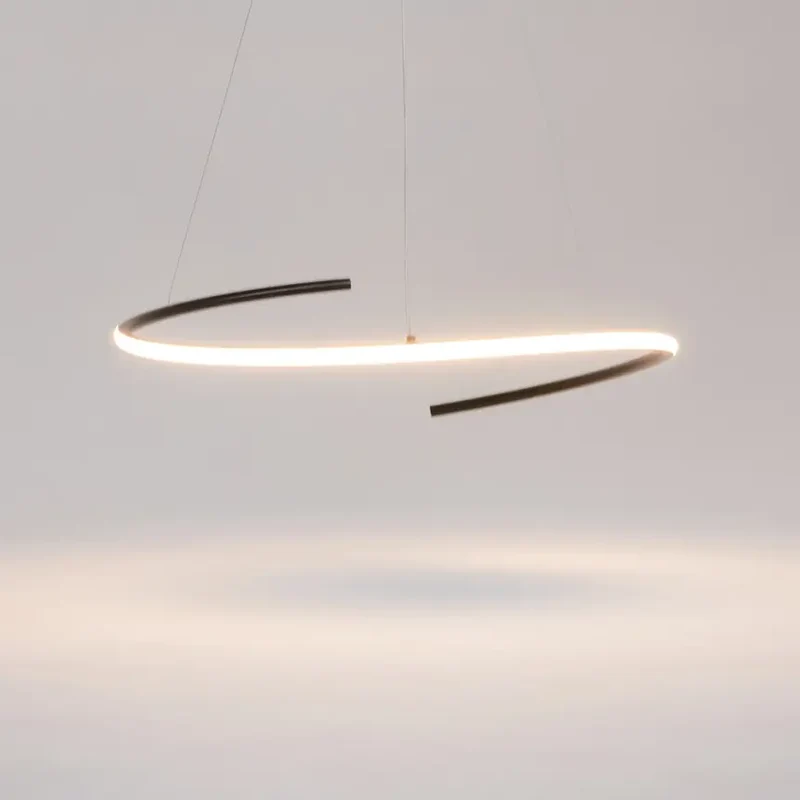 Pendelleuchte – Schwarze Optik, 60 cm Ring, 326 cm Höhe - Curve | Maytoni