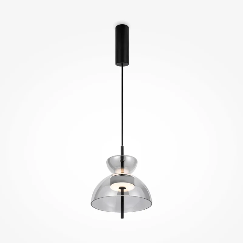 Pendelleuchte – Hellgraues Glas, Warmweißes Licht, Schwarzes Metall - Bangkok | Maytoni