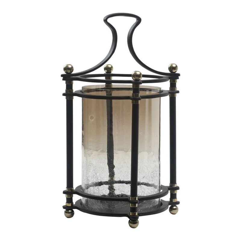 Windlicht – Schwarzer Edelstahl, Glasoberfläche, Glanzglas-Optik - Xylon | PTMD