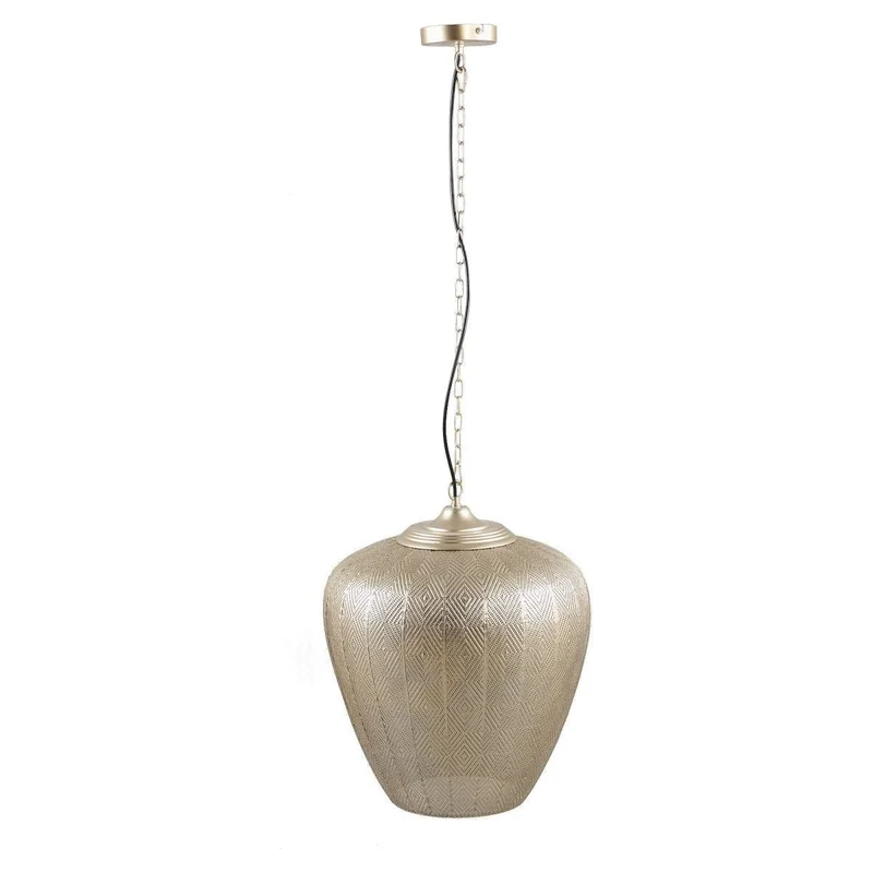 Pendelleuchte – Goldfarbenes Metall, Strukturierte Oberfläche, Bauchiges Design – Vesta | PTMD
