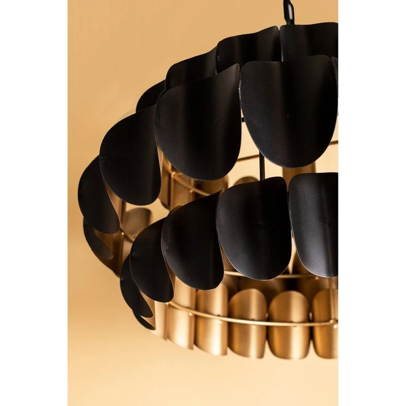 Pendelleuchte – Mattschwarzes Metall, Geschichtete Struktur, Minimalistisches Design - Terrin | PTMD