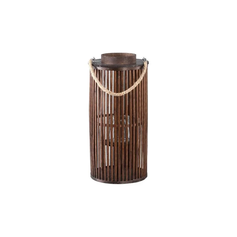 Laterne – Brauner Bambus, Runde Form, Glasdetails, S - Zafria | PTMD