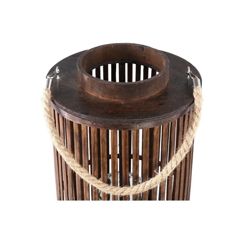 Laterne – Brauner Bambus, Runde Form, Glasdetails, L - Zafria | PTMD