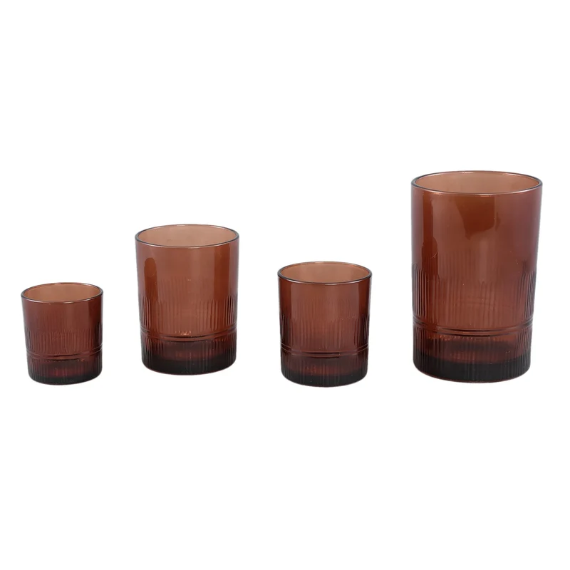 Windlicht – Kupferfarbenes Glas, Vertikale Rillenstruktur, Zylindrische Form, S - Yousra | PTMD
