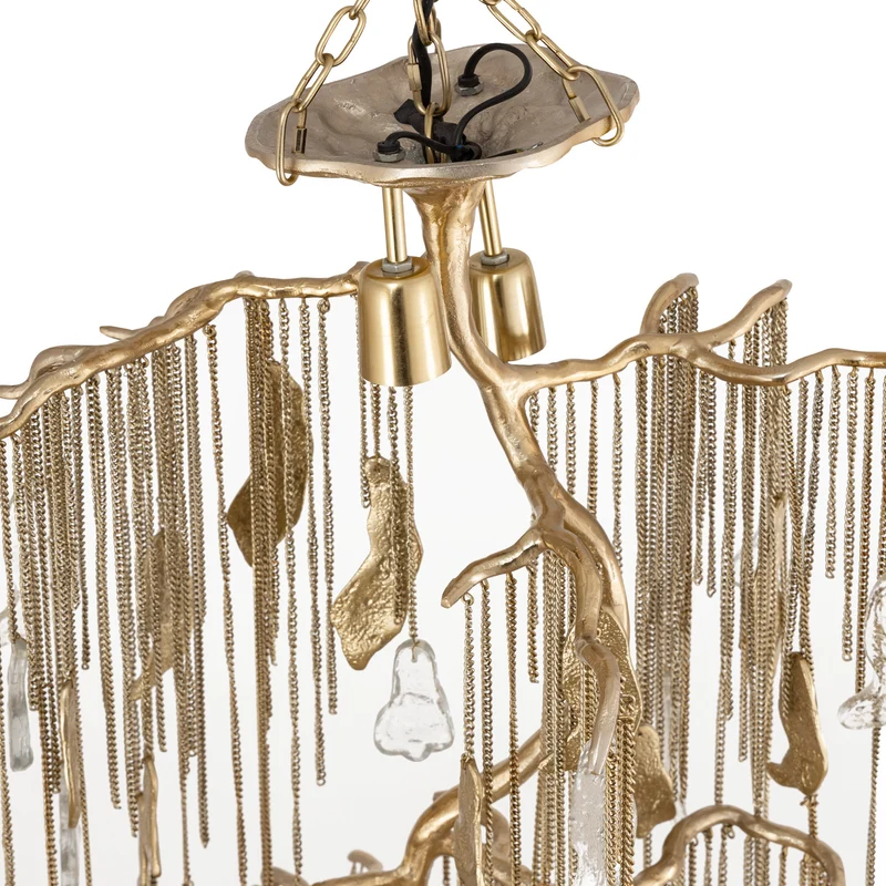 Pendelleuchte – Kettendesign, Schmale Form, Aluminiumguss, Messing, S – Wilco | PTMD
