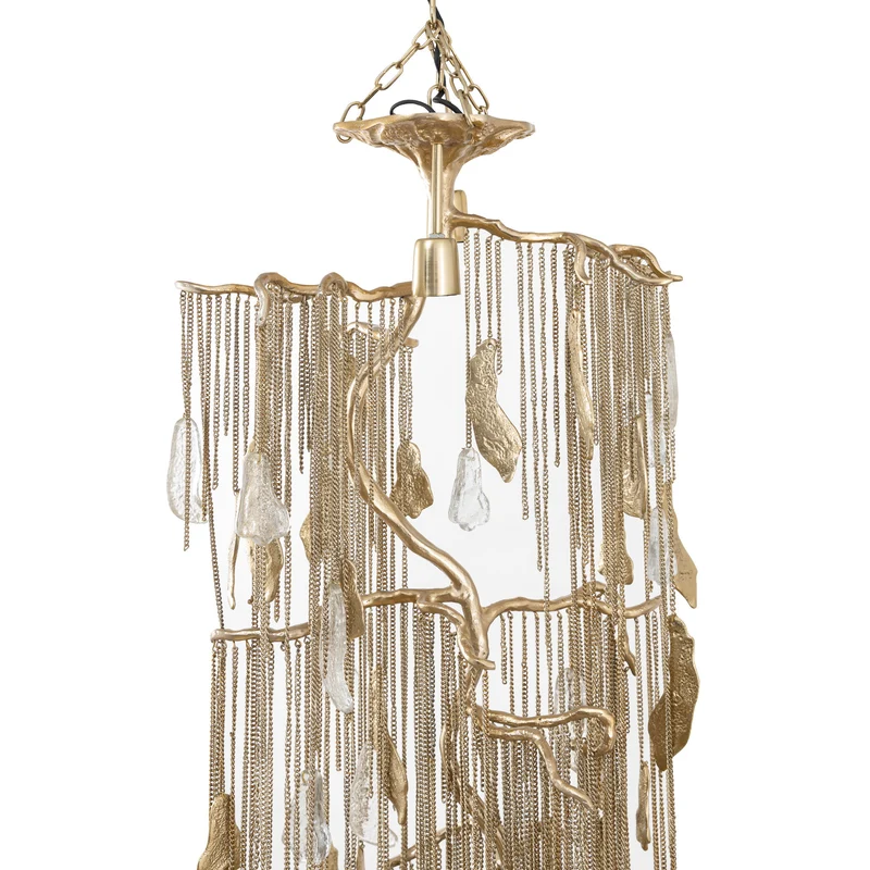 Pendelleuchte – Kettendesign, Schmale Form, Aluminiumguss, Messing, S – Wilco | PTMD