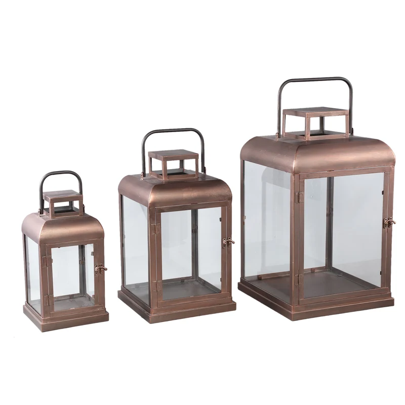 Laterne – Modernes Design, Rechteckige Form, Eisen Glas Material, Kupfer, S – Vitoria | PTMD