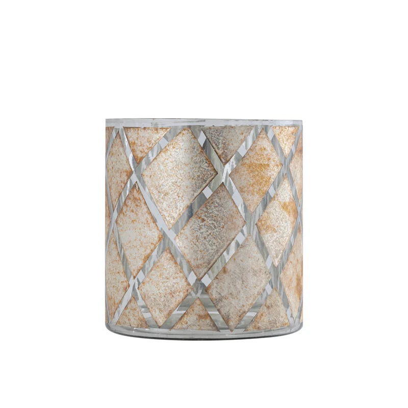 Windlicht aus Glas mit Rautenmuster & Runddesign S – Farisa | PTMD