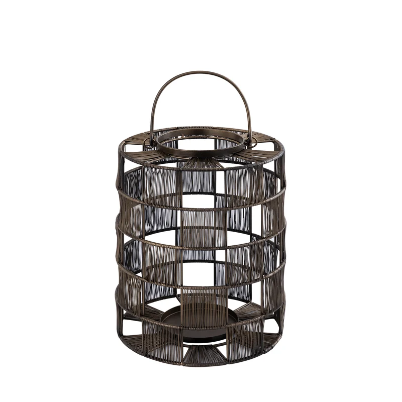 Windlicht aus Eisen mit Drahtdesign & Quadratmuster, S – Stenn | PTMD