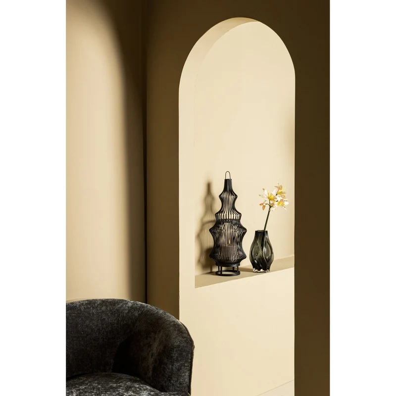 Windlicht - Schwarz aus Eisen mit rundem Drahtdesign – Tobin | PTMD