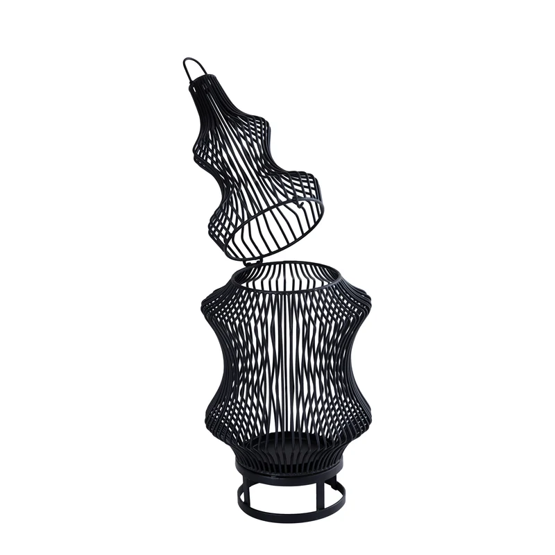 Windlicht - Schwarz aus Eisen mit rundem Drahtdesign – Tobin | PTMD