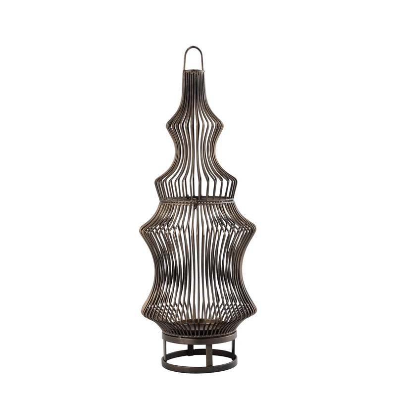 Windlicht - Gold aus Eisen mit rundem Drahtdesign – Tobin | PTMD