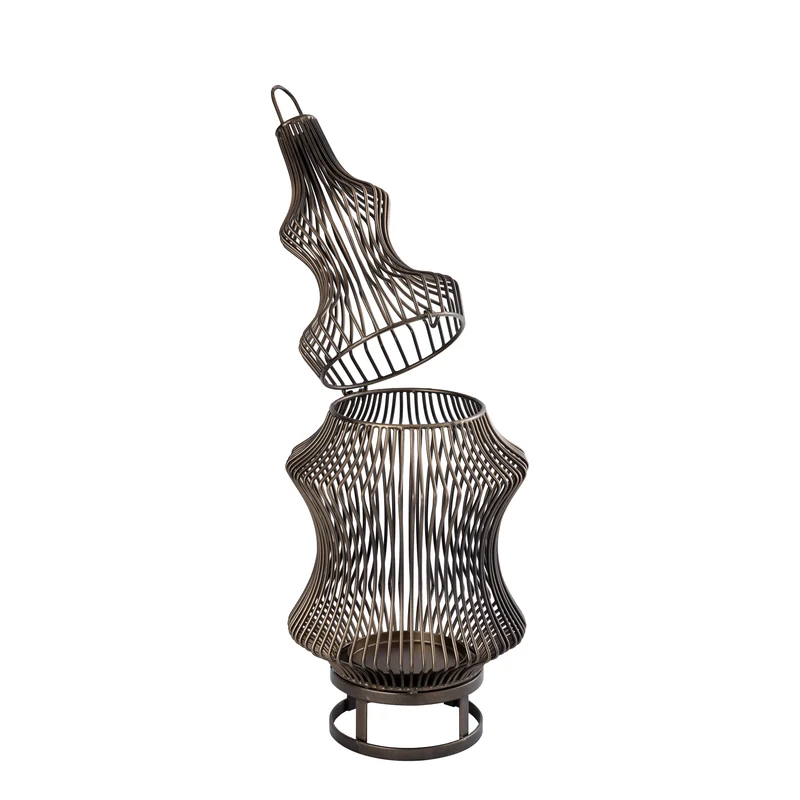 Windlicht - Gold aus Eisen mit rundem Drahtdesign – Tobin | PTMD