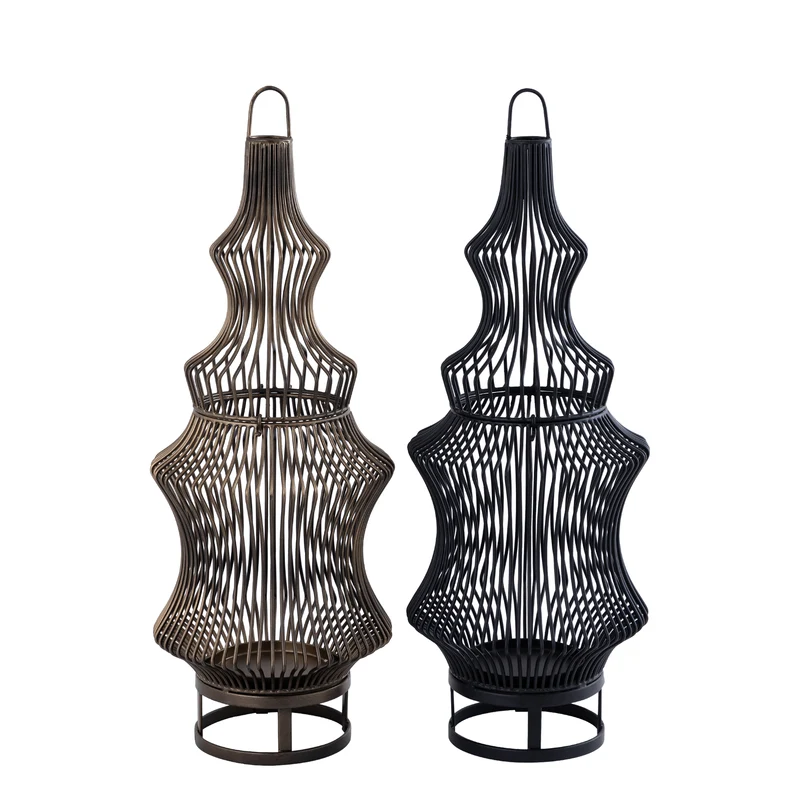 Windlicht - Gold aus Eisen mit rundem Drahtdesign – Tobin | PTMD