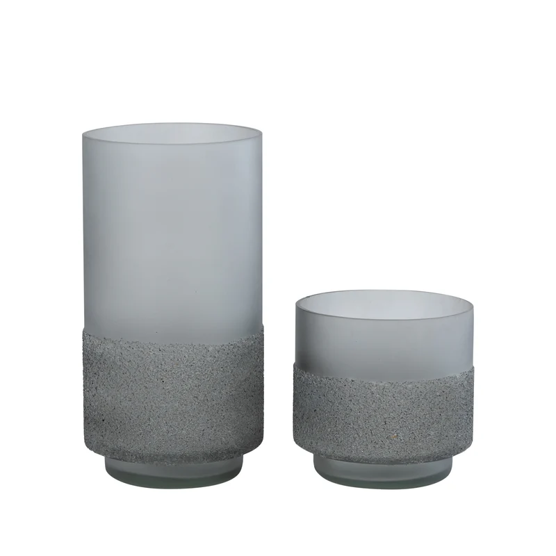 Windlicht – Graues Glas, Runde Form, Gefrosteter Boden, S - Miral | PTMD