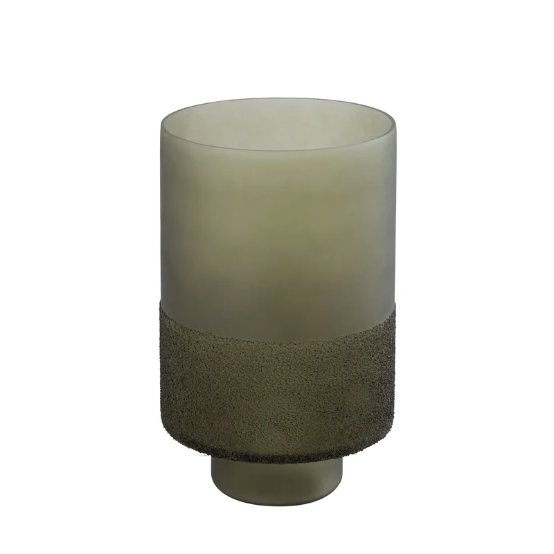 Windlicht – Grünes Glas, Runde Form, Gefrosteter Boden, L - Miral | PTMD