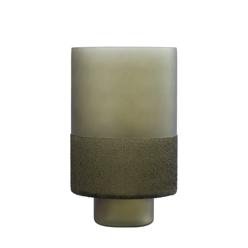 Windlicht – Grünes Glas, Runde Form, Gefrosteter Boden, L - Miral | PTMD