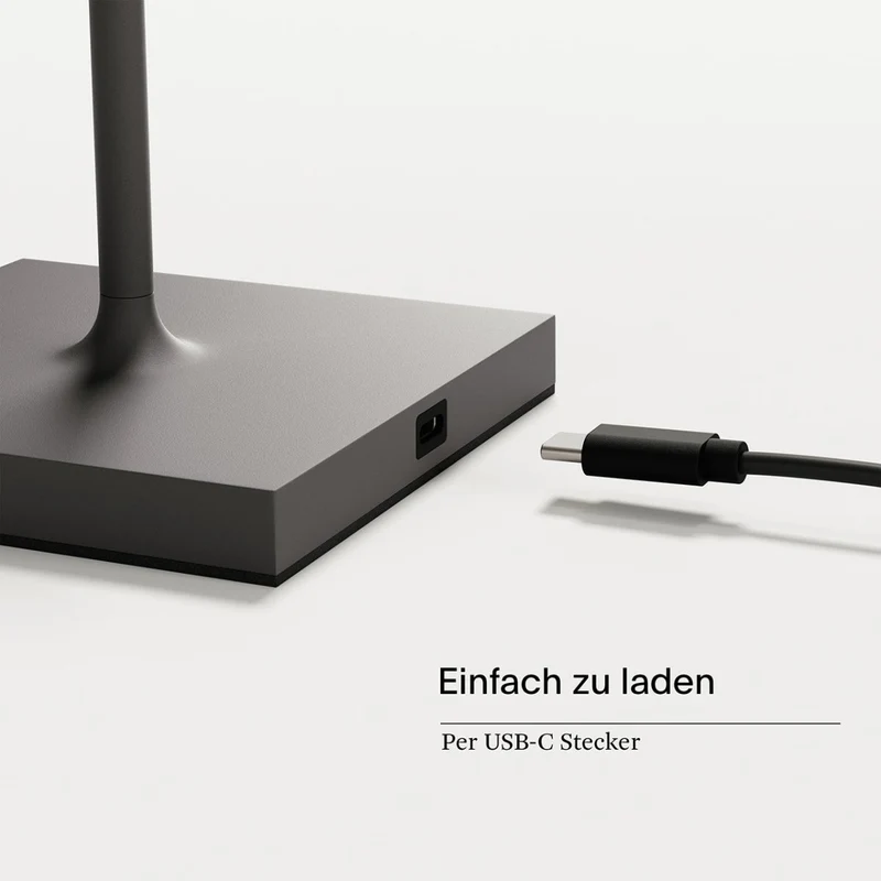 Akku-Stehleuchte - Alu-Korpus, USB-C-Ladung, warme Töne - Nuindie | Sigor