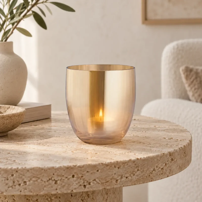 Windlicht – Goldfarbenes Glas, Zylindrische Form, Klare Glasoptik, S - Bryson | PTMD