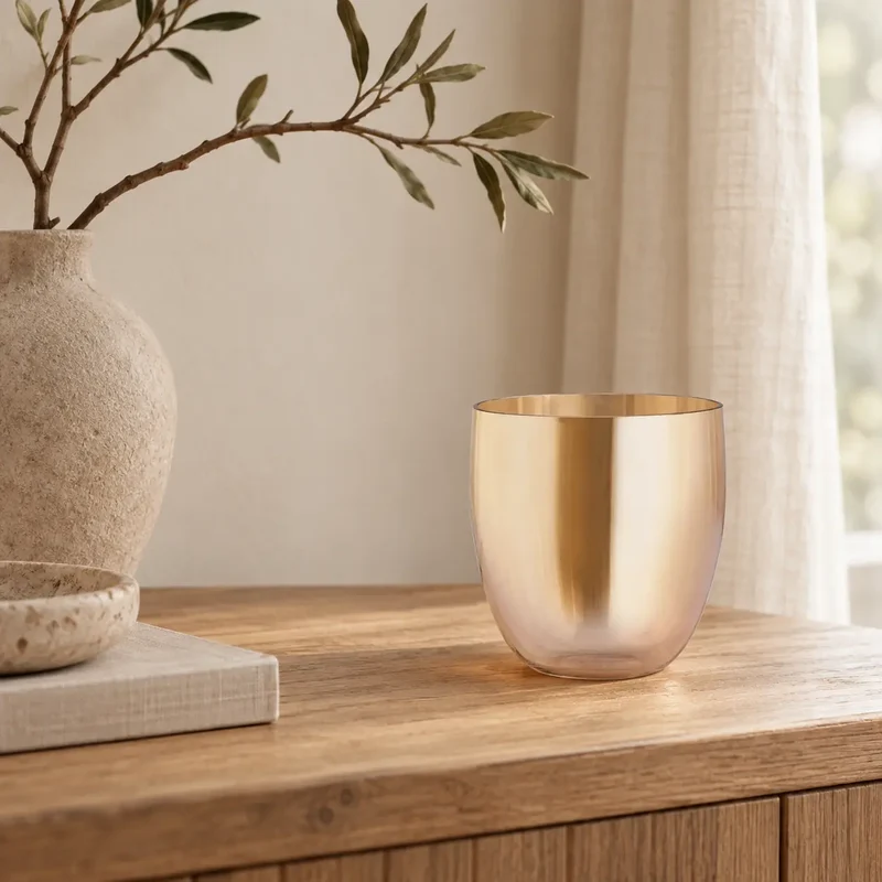 Windlicht – Goldfarbenes Glas, Zylindrische Form, Klare Glasoptik, S - Bryson | PTMD