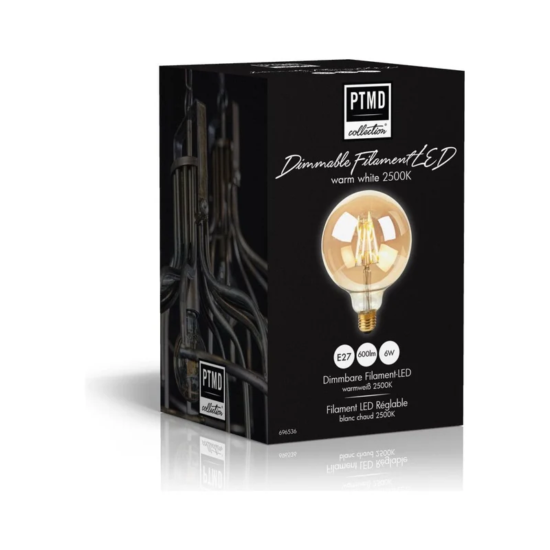 Glühbirne – Goldenes Glas, LED Filament, Runde Form | PTMD