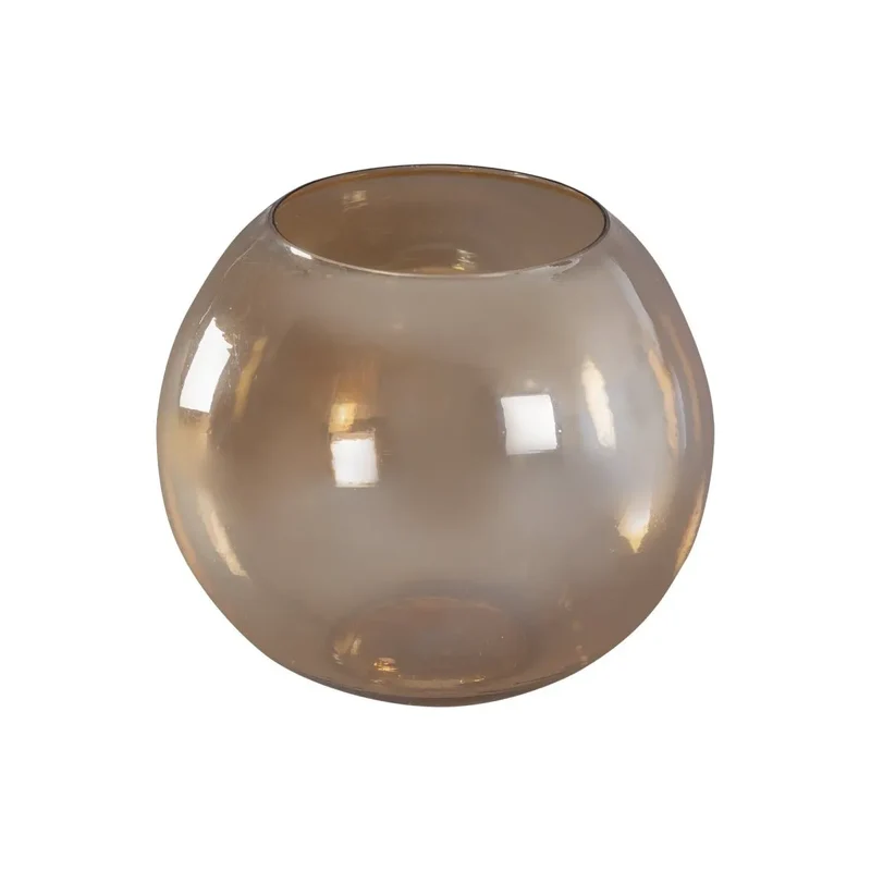 Windlicht – Gold Glas, Runde Form, Glänzende Oberfläche, L - Lenore | PTMD