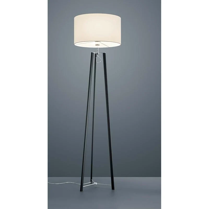 Stehlampe Certo 168cm Schwarz, Chrom, Schirm Chintz Weiß