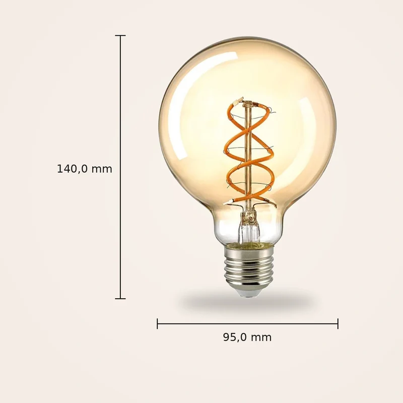 Glühbirne - in Gold, gedrehtes Filament, extra warm - Curved | Sigor