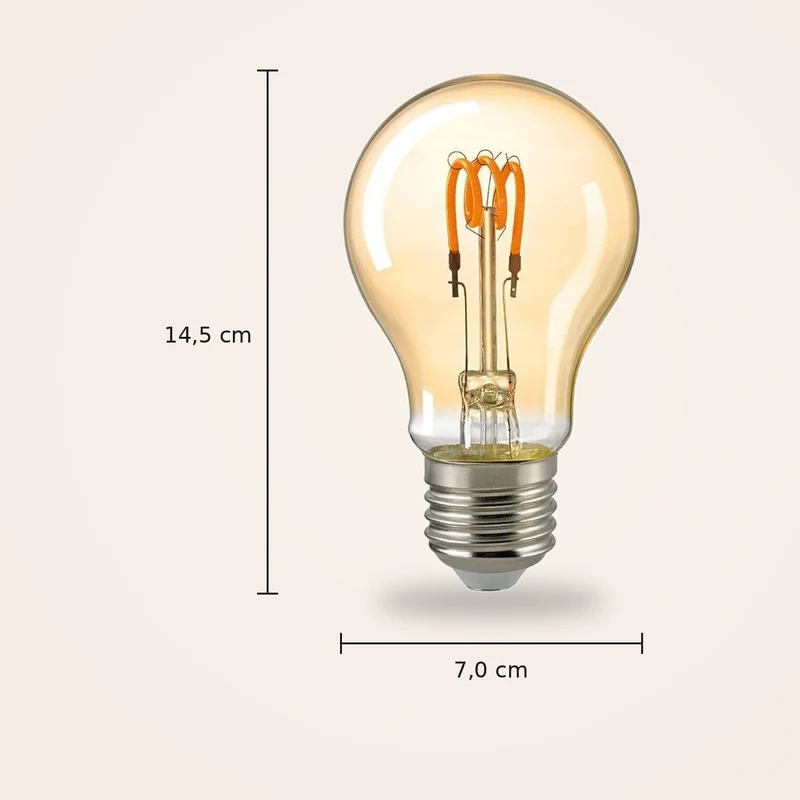 Glühbirne – in Gold, gedrehtes Filament, extra warm - Curved | Sigor