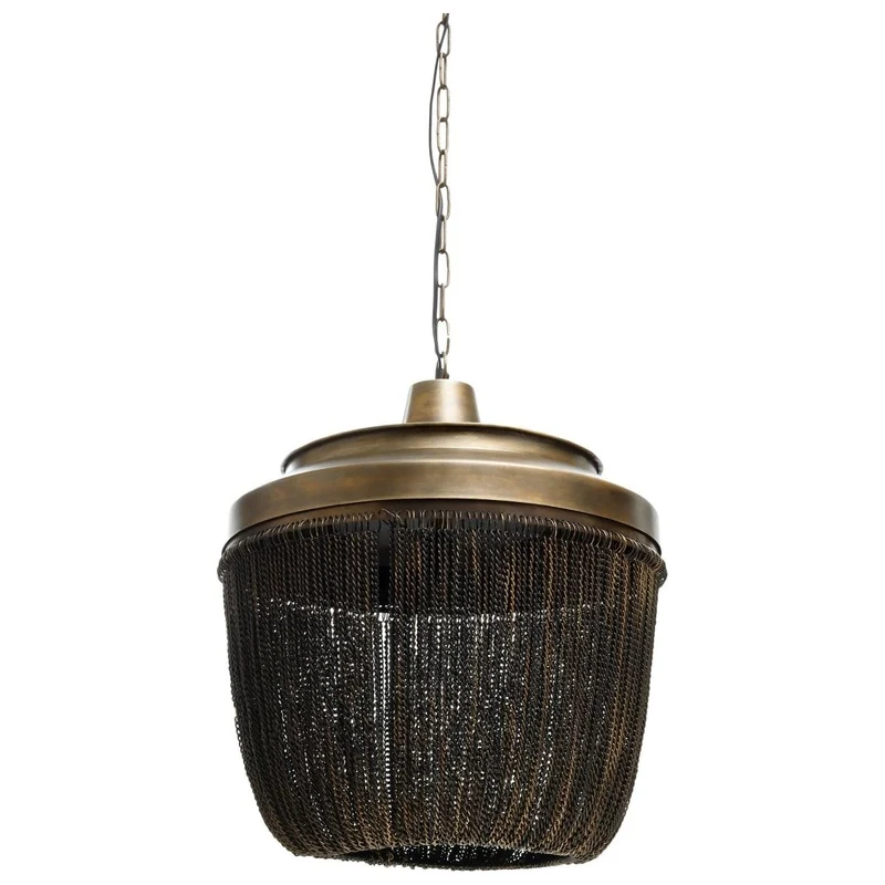 Pendelleuchte aus Eisen mit Gold-Finish, dekorativen Kettenelementen und skulpturalem Design L – Zelivo | PTMD
