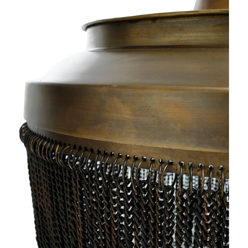 Pendelleuchte aus Eisen mit Gold-Finish, dekorativen Kettenelementen und skulpturalem Design L – Zelivo | PTMD