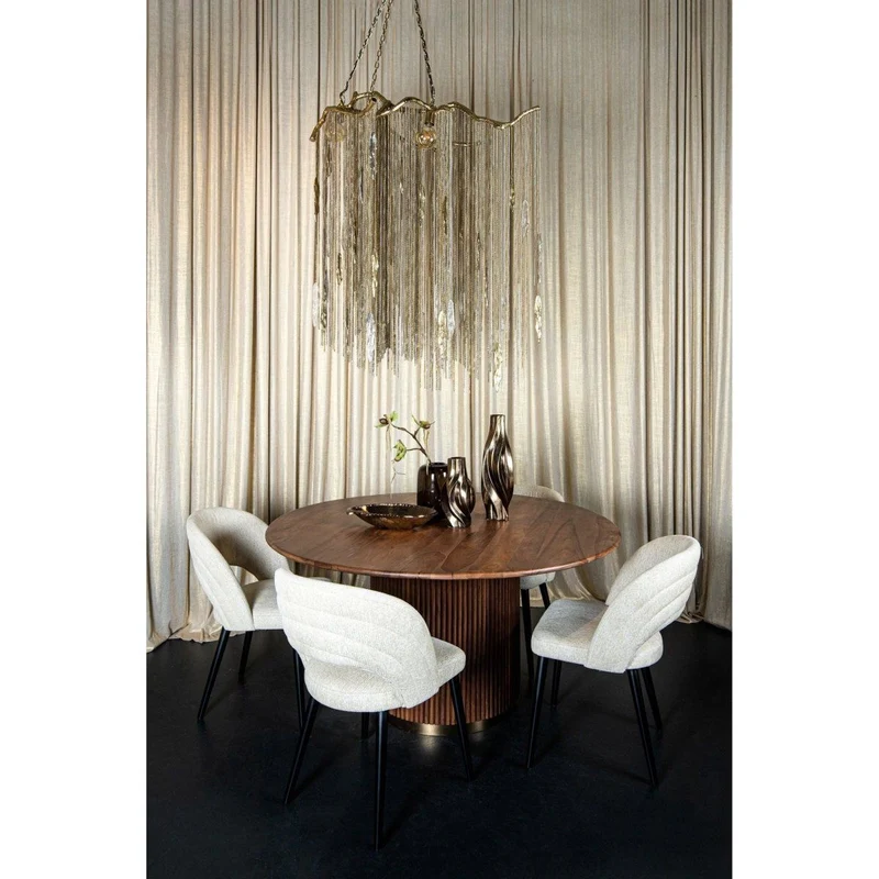Pendelleuchte – Handgefertigtes Aluminium, Breite Ketten, Elegantes Messing-Finish - Wilco | PTMD