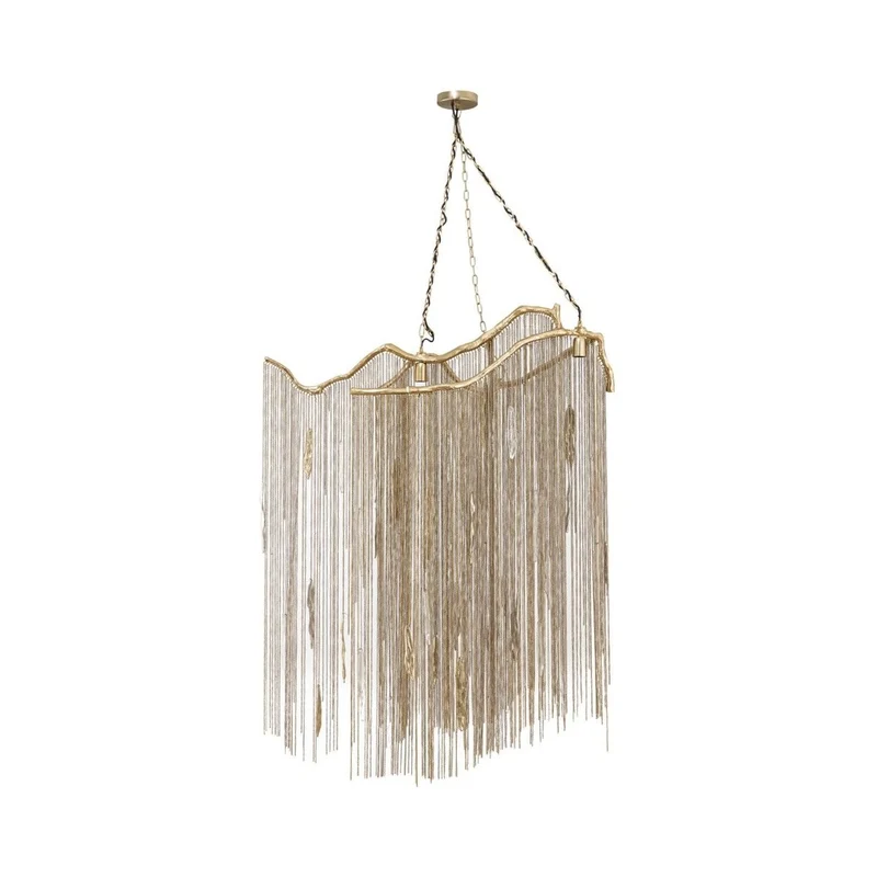 Pendelleuchte – Handgefertigtes Aluminium, Breite Ketten, Elegantes Messing-Finish - Wilco | PTMD