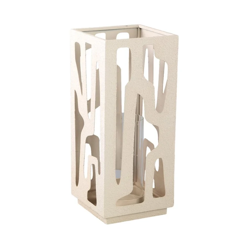 Windlicht – Metallrahmen, Durchbrochenes Design, Glaseinsatz, L – Dewey | PTMD