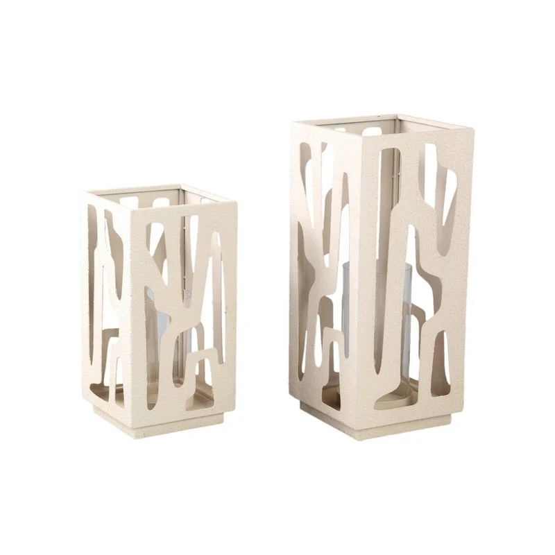 Windlicht – Metallrahmen, Durchbrochenes Design, Glaseinsatz, L – Dewey | PTMD