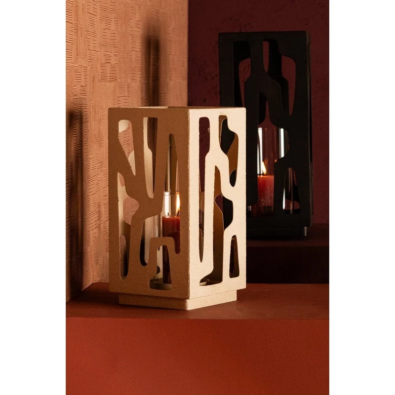 Windlicht – Metallrahmen, Durchbrochenes Design, Glaseinsatz, S – Dewey | PTMD