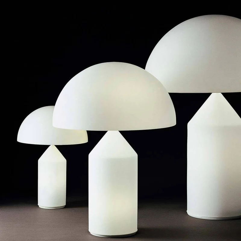 Oluce Glas Nachttischlampe Atollo 70 Opal
