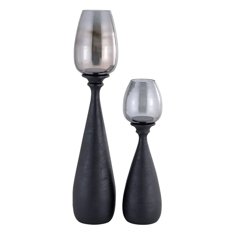 Windlicht – Schwarzes Metall, Schlankes Design, Elegante Form, M – Midi | PTMD
