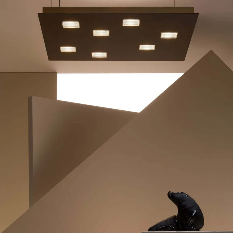 Fabbian Quarter LED-Deckenleuchte quadratisch 7-flammig