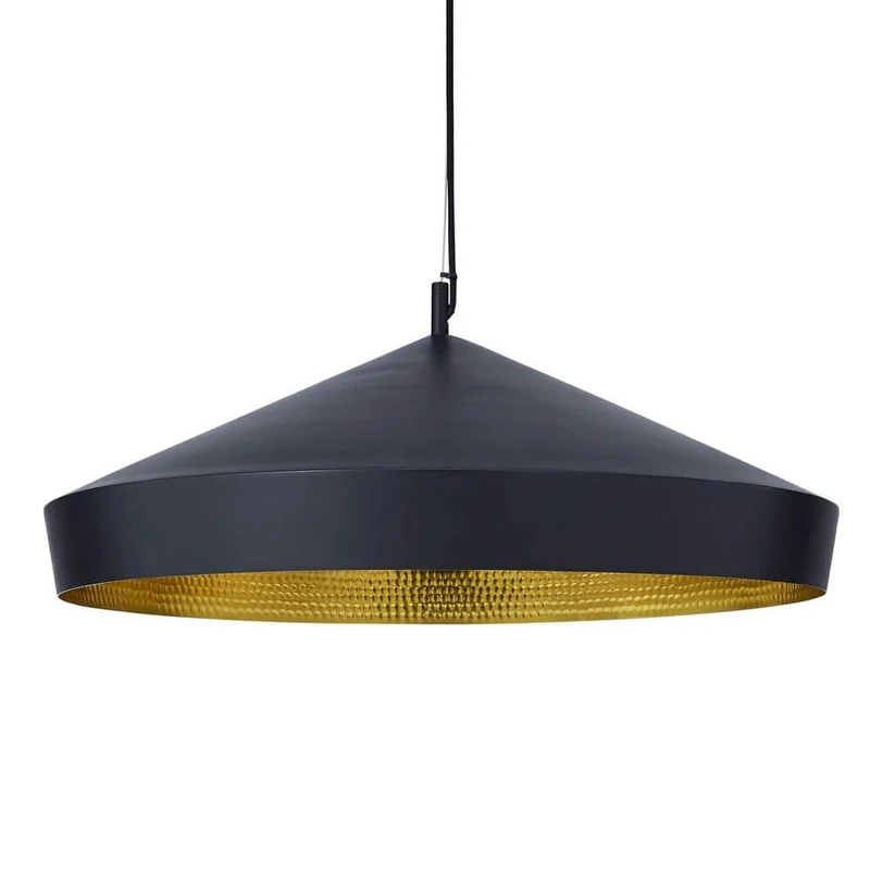 Tom Dixon Beat Flat LED Pendellampe Schwarz, Goldfarben